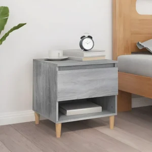 Cama com Cabeceira Mesa de cabeceira 50x46x50 cm derivados de madeira cinza sonoma