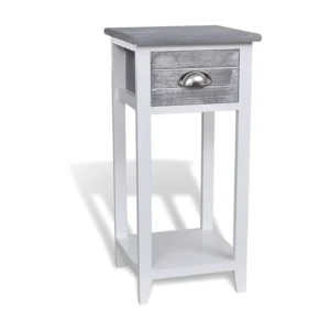 Cama Baú Mesa de cabeceira com 1 gaveta, cinzento e branco