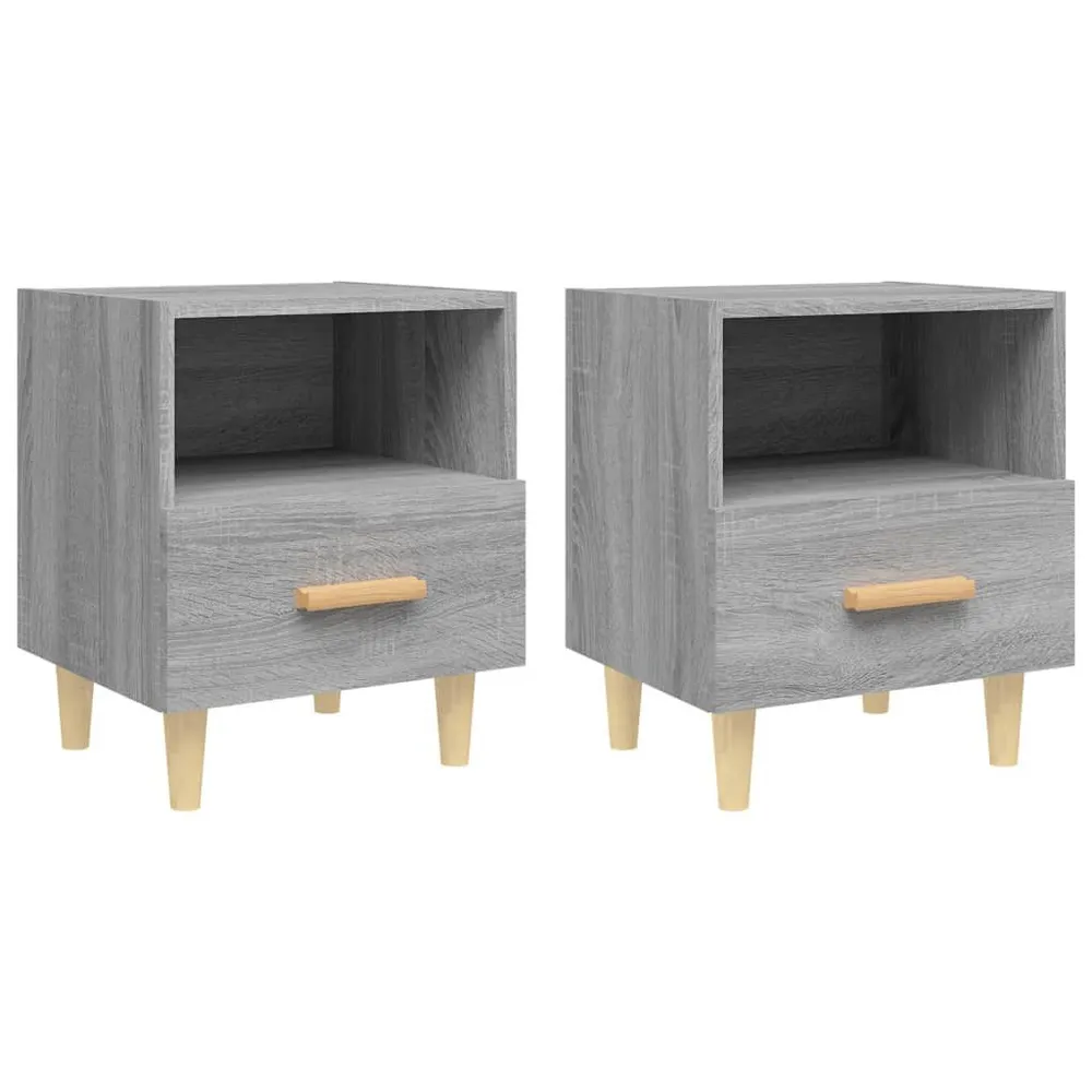 Cama Baú Mesas de cabeceira 2 pcs 40x35x47 cm sonoma cinzento