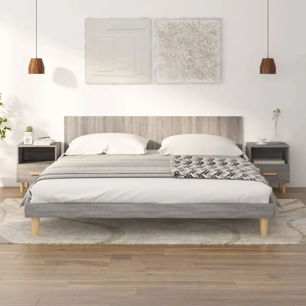 Cama Baú Mesas de cabeceira 2 pcs 40x35x47 cm sonoma cinzento
