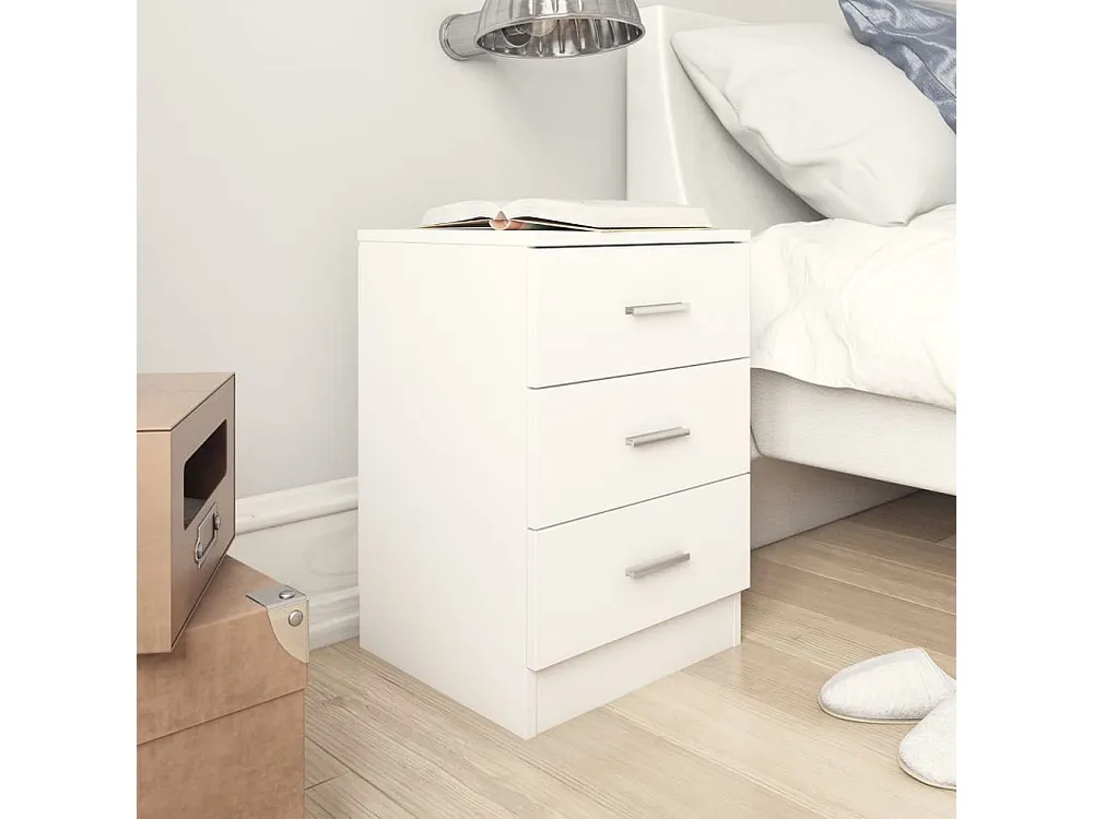 Cama Baú Mesas de cabeceira 2 peças 38x35x56 cm contraplacado branco