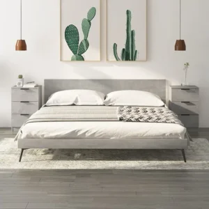 Cama Baú Mesas de cabeceira 2 peças 40x36x65 cm cinzento cimento