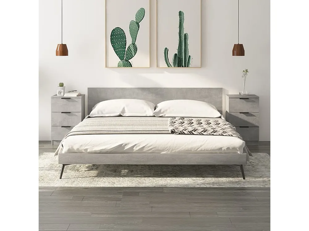 Cama Baú Mesas de cabeceira 2 peças 40x36x65 cm cinzento cimento