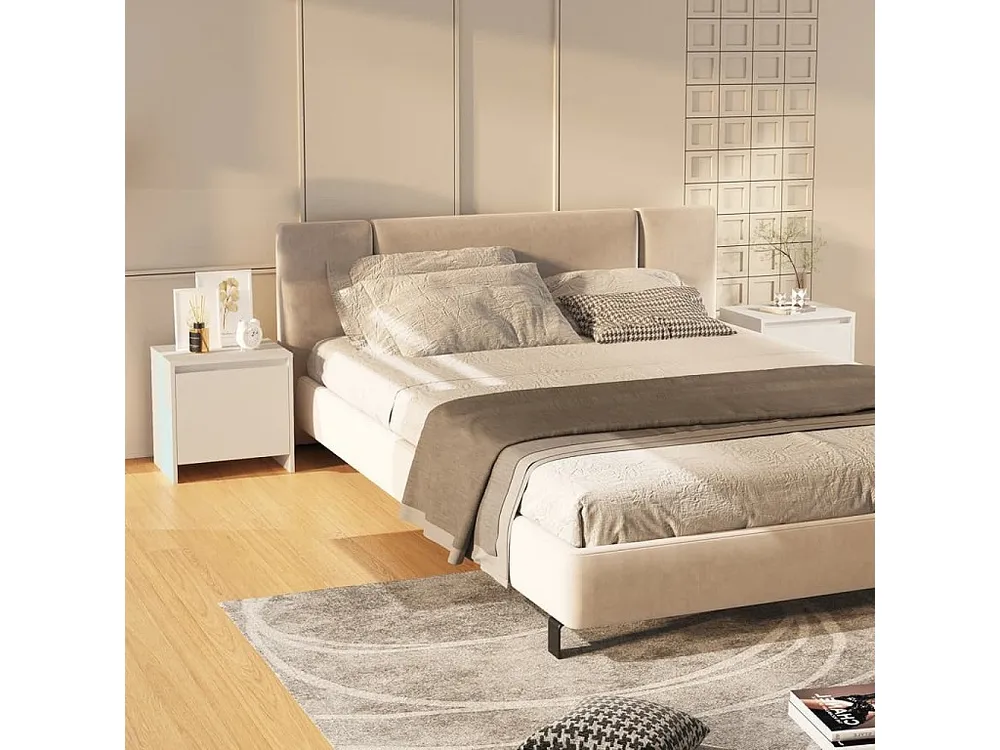 Cama Baú Mesas de cabeceira 2 peças 45x34x44,5 cm aglomerado branco