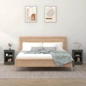 Cômoda Organizadora Mesas de cabeceira 2 peças 40x35x55 cm pinho maciço cinzento