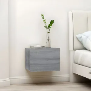 Conjunto Completo para Quarto Mesa cabeceira 2 peças 40x30x30 cm derivados madeira cinza sonoma