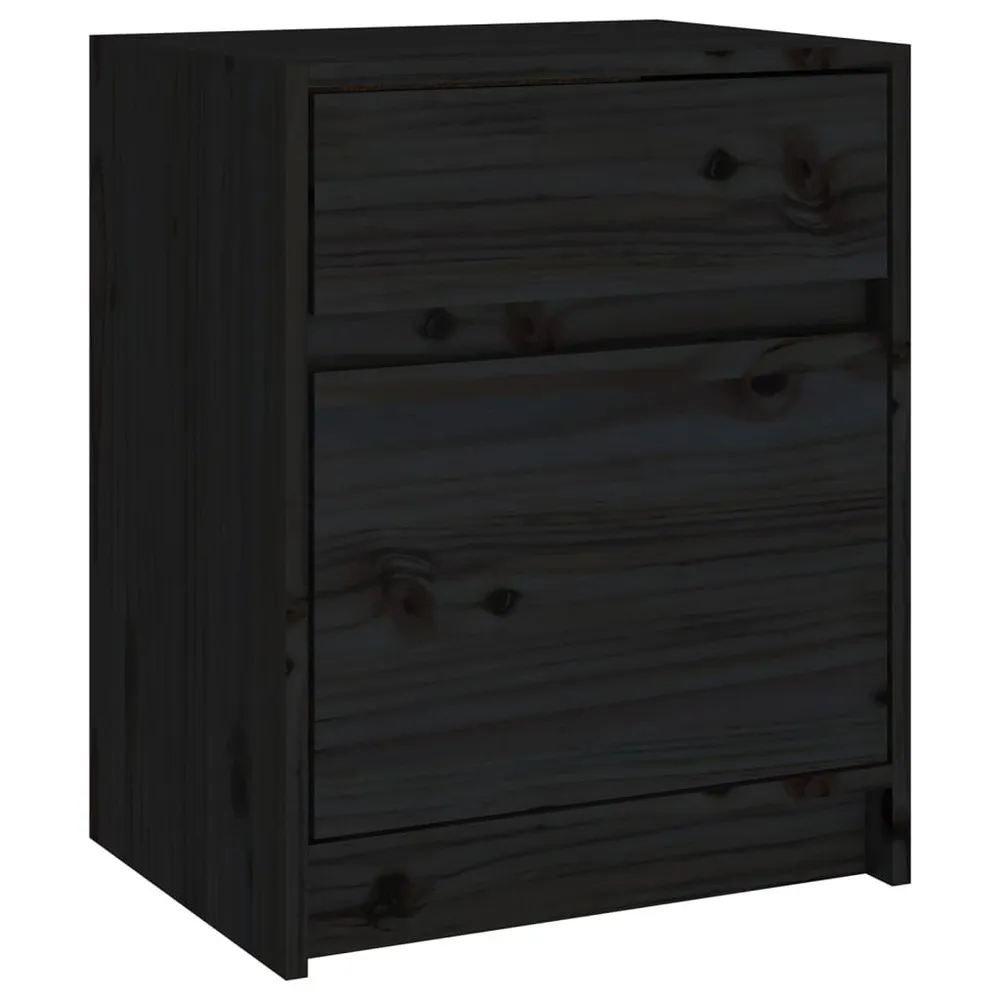 Conjunto Completo para Quarto Mesa de cabeceira 40x31x50 cm madeira de pinho maciç preto