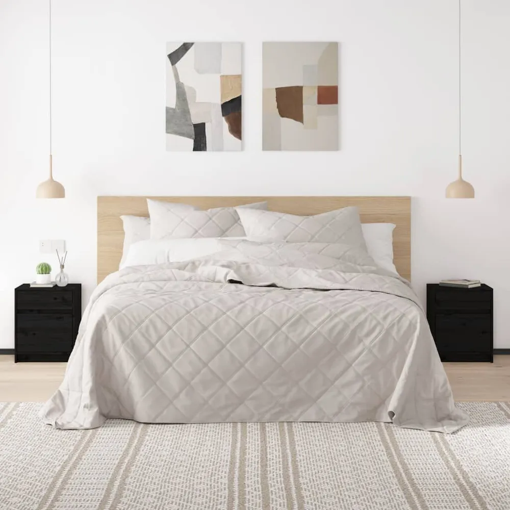 Conjunto Completo para Quarto Mesa de cabeceira 40x31x50 cm madeira de pinho maciç preto