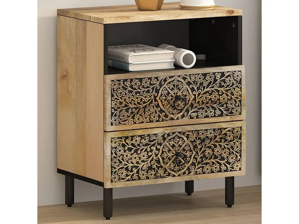 Conjunto Completo para Quarto Mesa de cabeceira 50x33x60 cm madeira de mangueira maciç