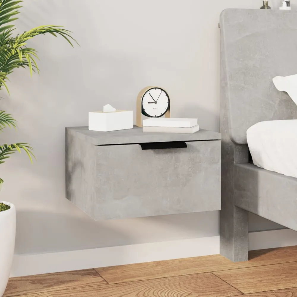 Conjunto Completo para Quarto Mesa cabeceira montagem na parede 34x30x20 cm cinzento cimento