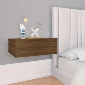 Conjunto Completo para Quarto Mesas cabeceira suspensas 40x30x15 cm cor carvalho castanho