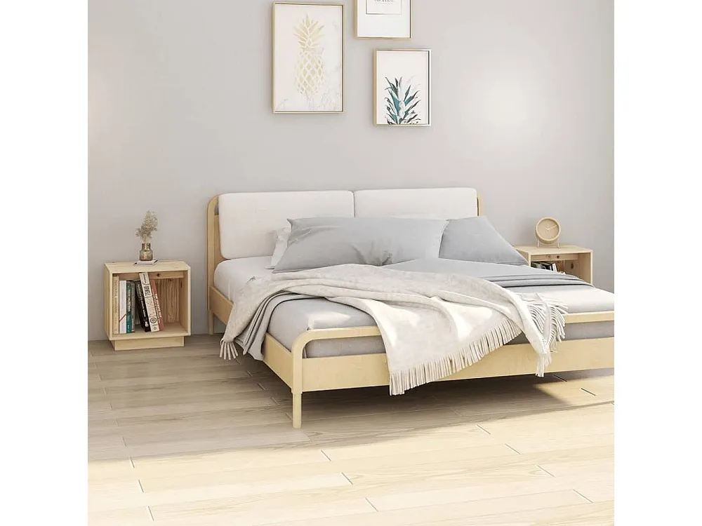 Conjunto Completo para Quarto Mesas de cabeceira 2 peças 40x30x40 cm madeira de pinho maciç
