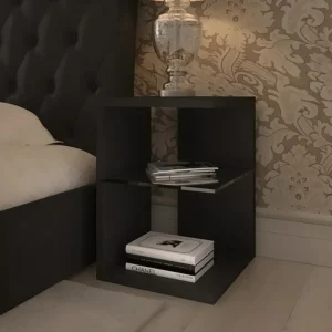 Conjunto 2 Mesas de Cabeceira Domus (Preto) para Organização de Roupas