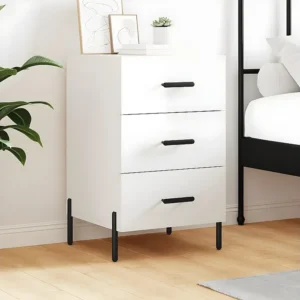 Design de Luxo Mesa de cabeceira 40x40x66cm derivados madeira branco resplandecente