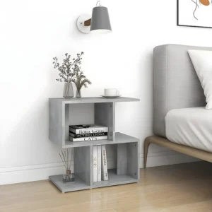 Design de Luxo Mesa de cabeceira 50x30x51,5 cm contraplacado cinzento cimento