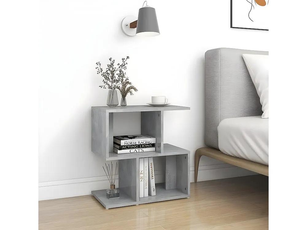 Design de Luxo Mesa de cabeceira 50x30x51,5 cm contraplacado cinzento cimento