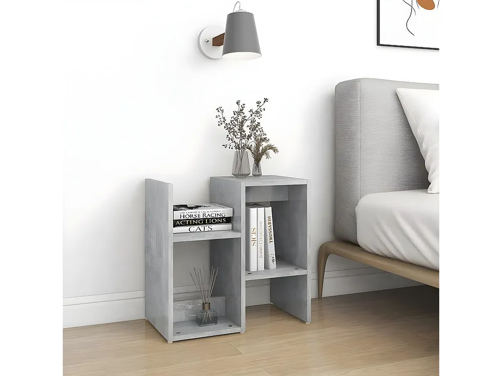 Design de Luxo Mesa de cabeceira 50x30x51,5 cm contraplacado cinzento cimento