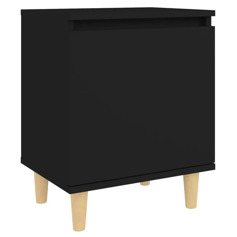 Design de Luxo Mesa de cabeceira com pernas madeira maciç 40x30x50 cm preto