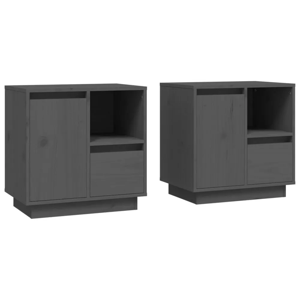 Design de Luxo Mesas de cabeceira 2 pcs 50x34x50 cm madeira pinho maciç cinza