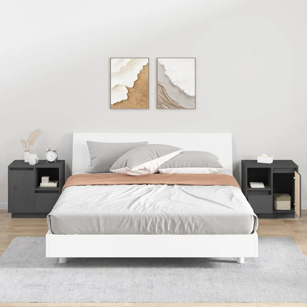 Design de Luxo Mesas de cabeceira 2 pcs 50x34x50 cm madeira pinho maciç cinza
