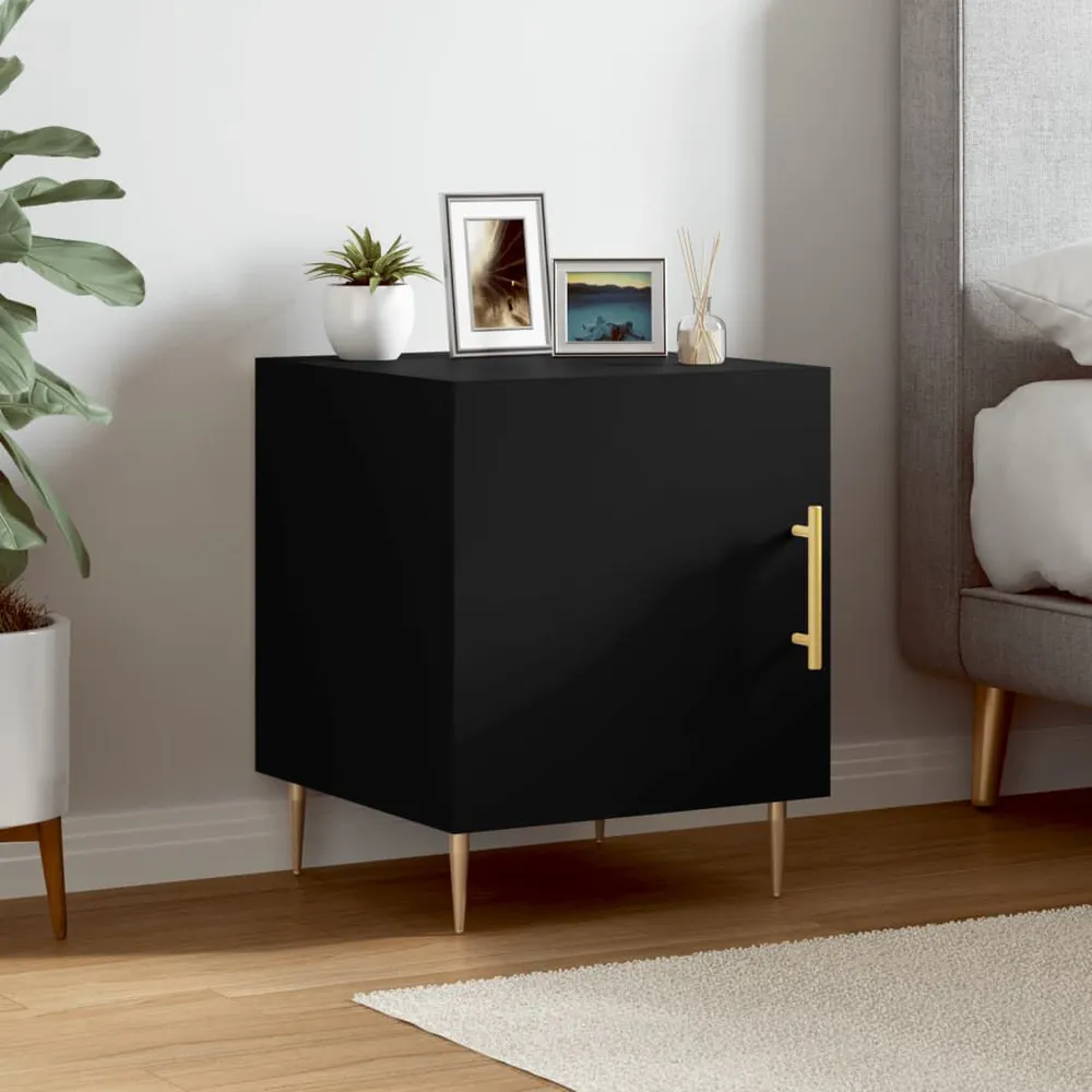Ergonômico Mesa de cabeceira 40x40x50 cm derivados de madeira preto