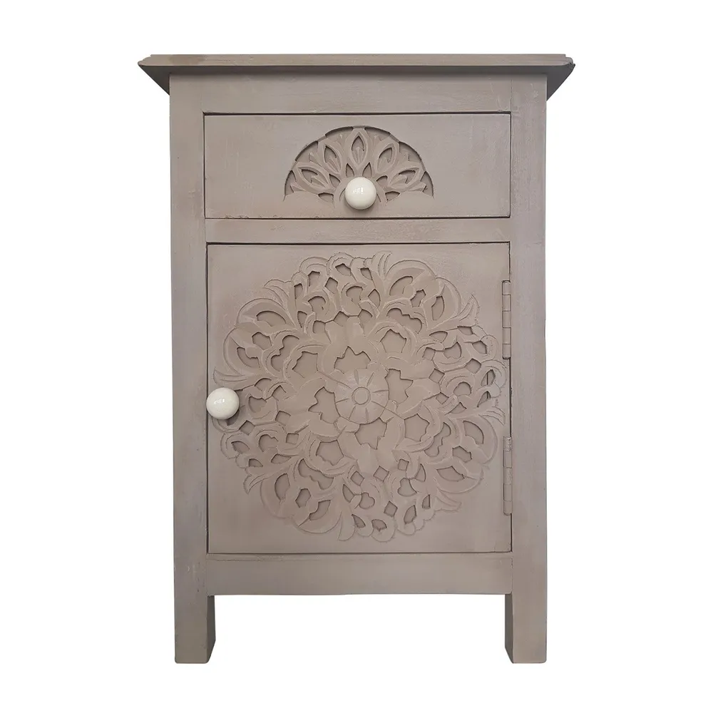 Ergonômico Mesa de cabeceira com 1 gaveta e 1 porta de abrir Tasha Marrom.