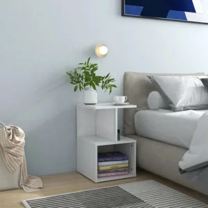 Ergonômico Mesas de cabeceira 2 peças 35x35x55 cm contrapl. branco luminoso