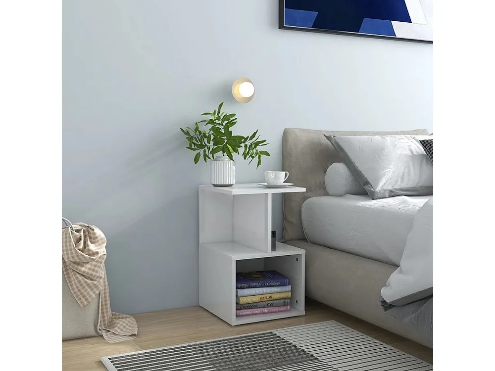 Ergonômico Mesas de cabeceira 2 peças 35x35x55 cm contrapl. branco luminoso