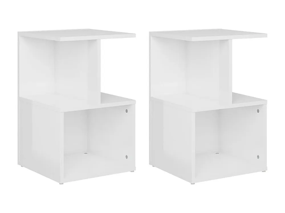 Ergonômico Mesas de cabeceira 2 peças 35x35x55 cm contrapl. branco luminoso
