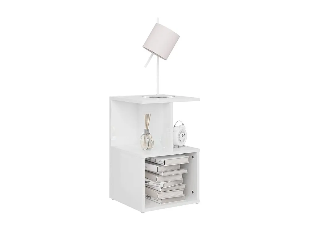 Ergonômico Mesas de cabeceira 2 peças 35x35x55 cm contrapl. branco luminoso