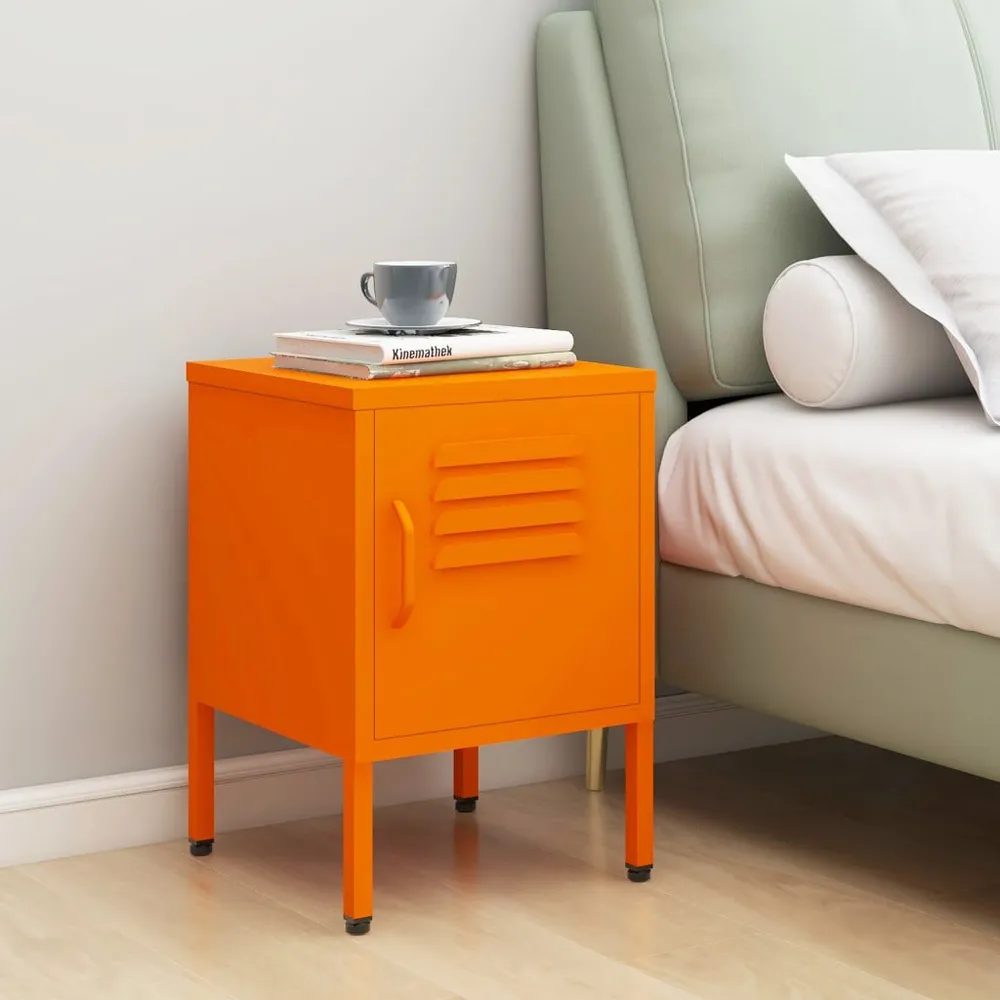 Mesa de cabeceira 35x35x51 cm ço laranja em Pinho Natural