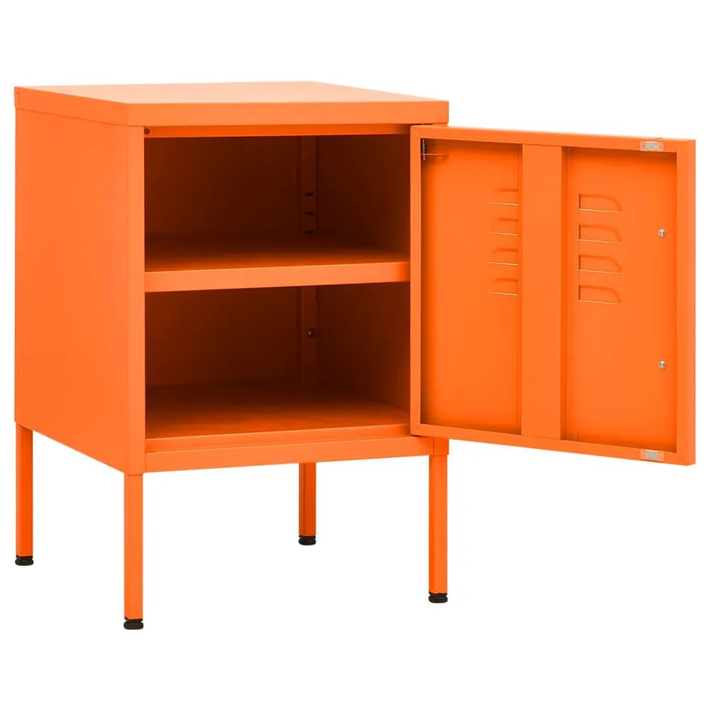 Mesa de cabeceira 35x35x51 cm ço laranja em Pinho Natural