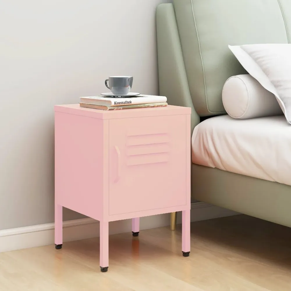 Mesa de cabeceira 35x35x51 cm ço rosa em Pinho Natural