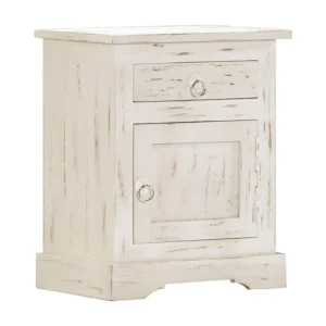 Mesa de cabeceira 40x30x50cm madeira de mangueira maciç branco | Montagem Inclusa