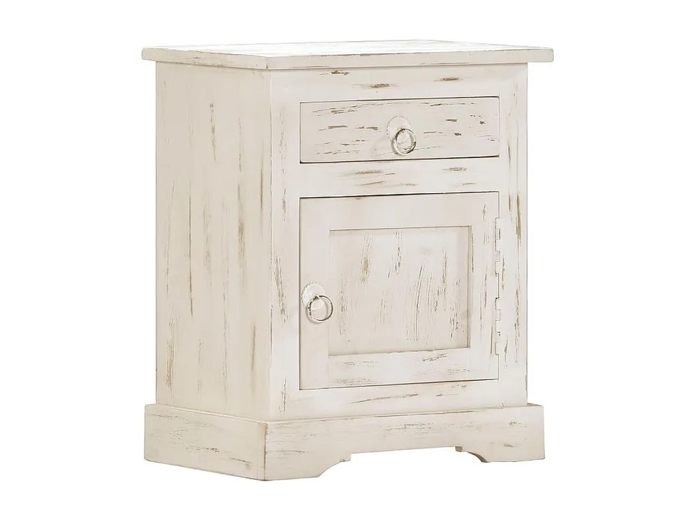 Mesa de cabeceira 40x30x50cm madeira de mangueira maciç branco | Montagem Inclusa