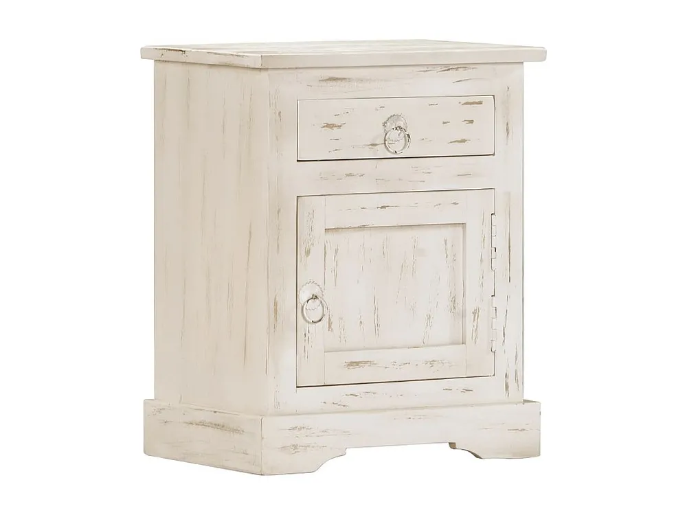 Mesa de cabeceira 40x30x50cm madeira de mangueira maciç branco | Montagem Inclusa