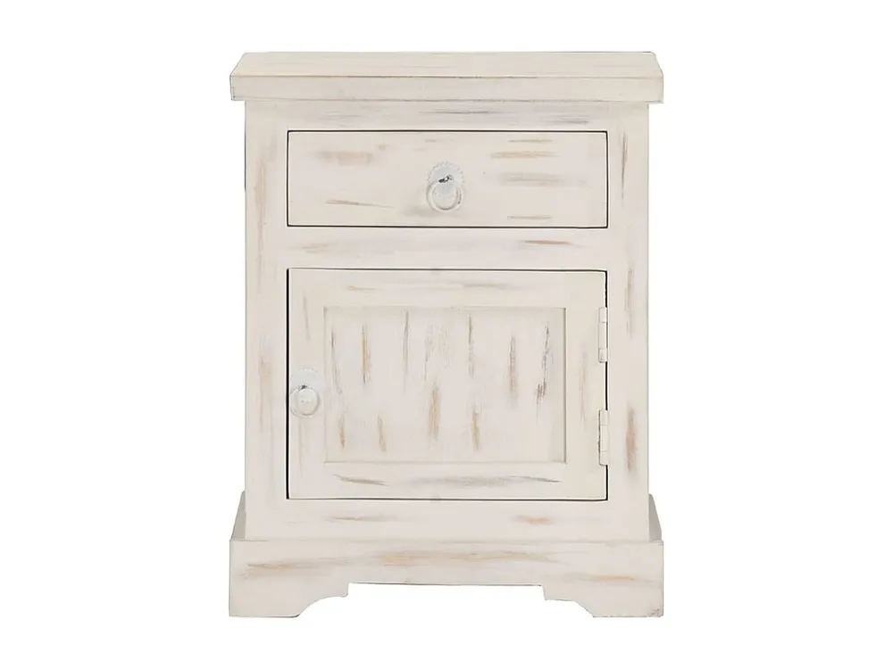 Mesa de cabeceira 40x30x50cm madeira de mangueira maciç branco | Montagem Inclusa