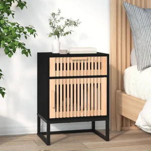 Mesa de cabeceira 40x30x55,5 cm derivados madeira/ferro preto para Quartos de Casal
