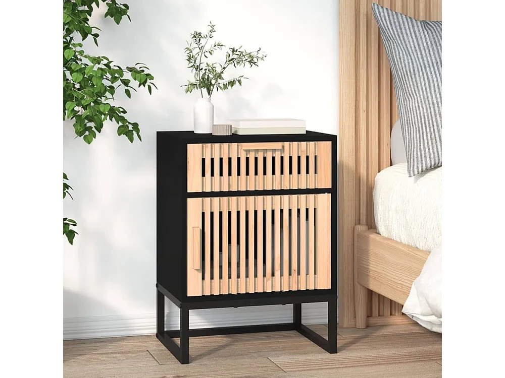 Mesa de cabeceira 40x30x55,5 cm derivados madeira/ferro preto para Quartos de Casal