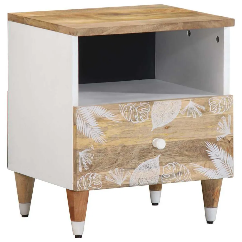 Mesa de cabeceira 40x33x46 cm madeira de mangueira maciç Medidas Queen Size