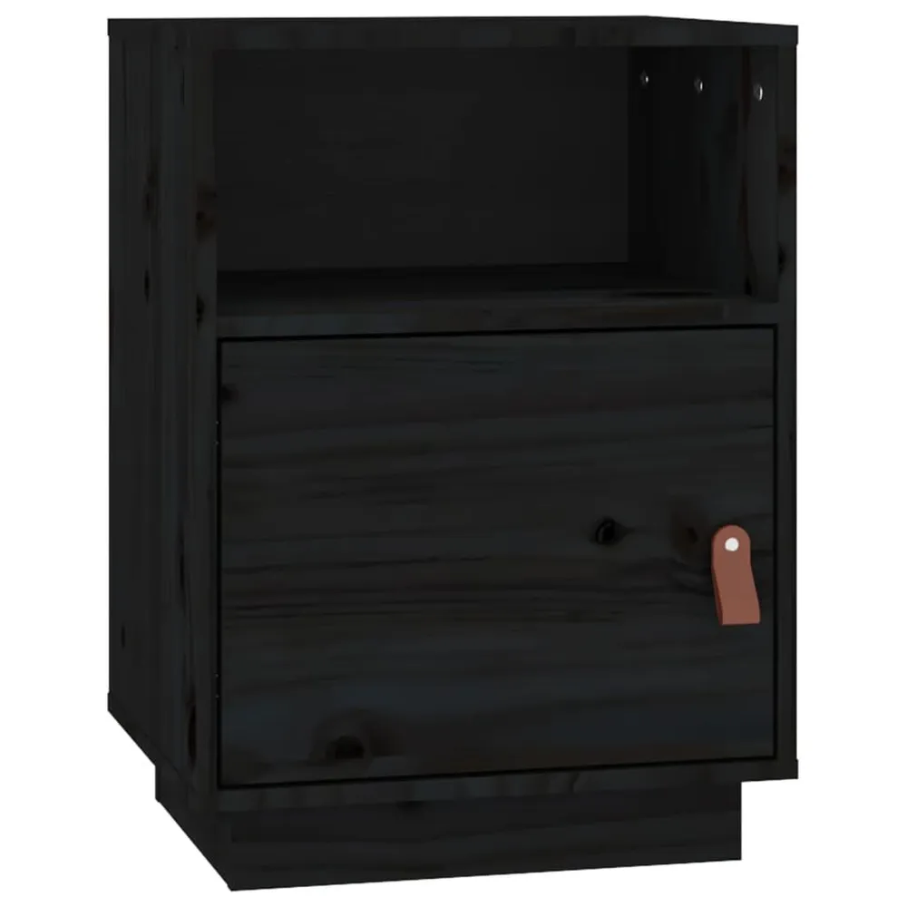 Mesa de cabeceira 40x34x55 cm madeira de pinho maciç preto para Quartos de Casal