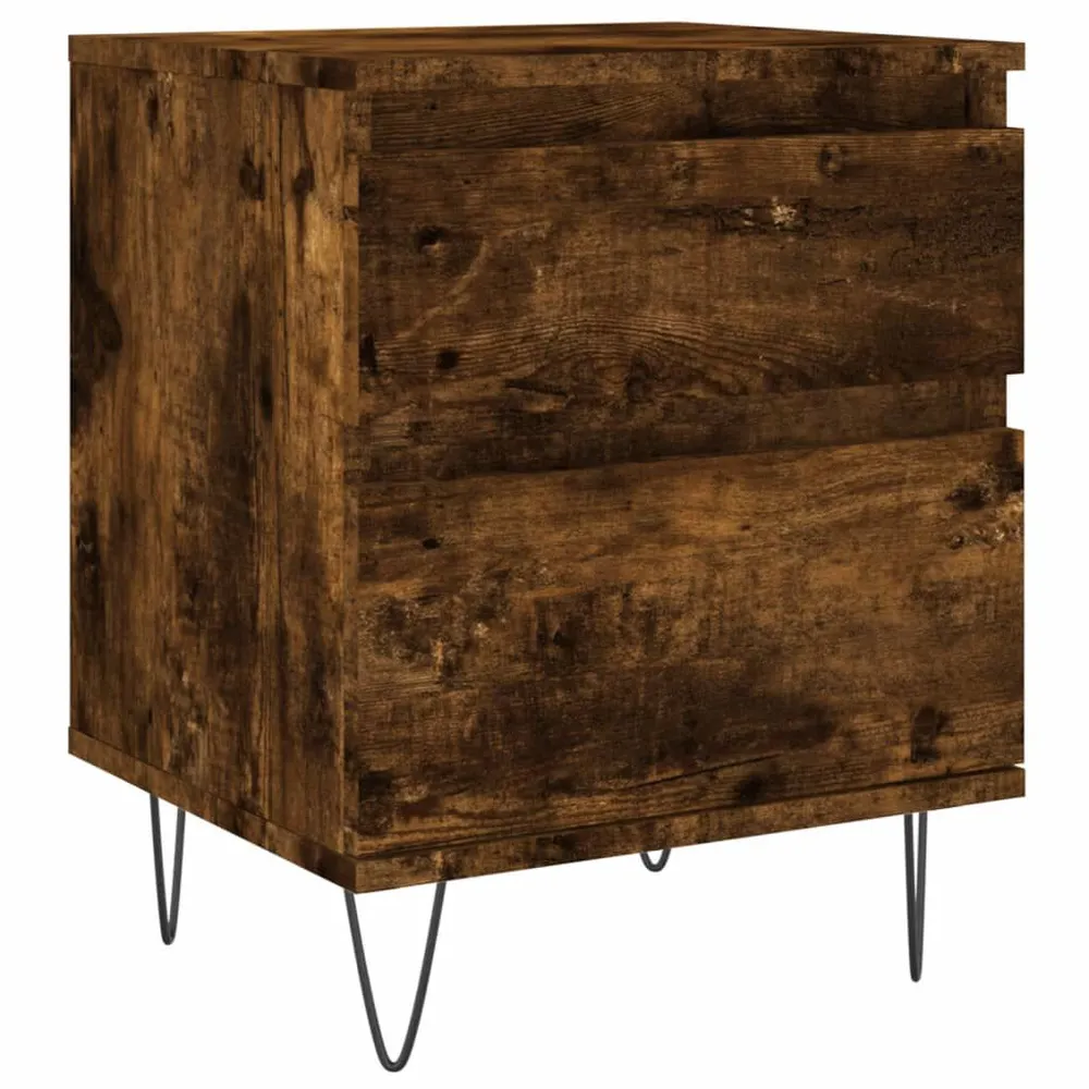 Mesa de cabeceira 40x35x50 cm derivados madeira carvalho fumado com Pés Ajustáveis