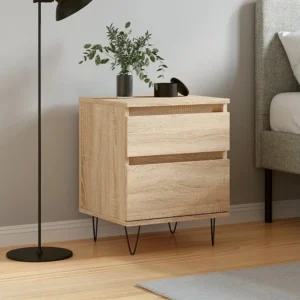 Mesa de cabeceira 40x35x50 cm derivados madeira carvalho sonoma Tecido Resistente
