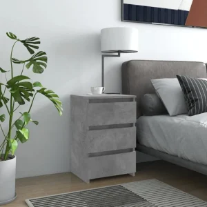 Mesa de cabeceira 40x35x62,5 cm contraplacado cinzento cimento em Pinho Natural