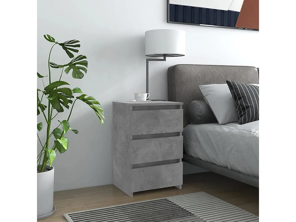 Mesa de cabeceira 40x35x62,5 cm contraplacado cinzento cimento em Pinho Natural