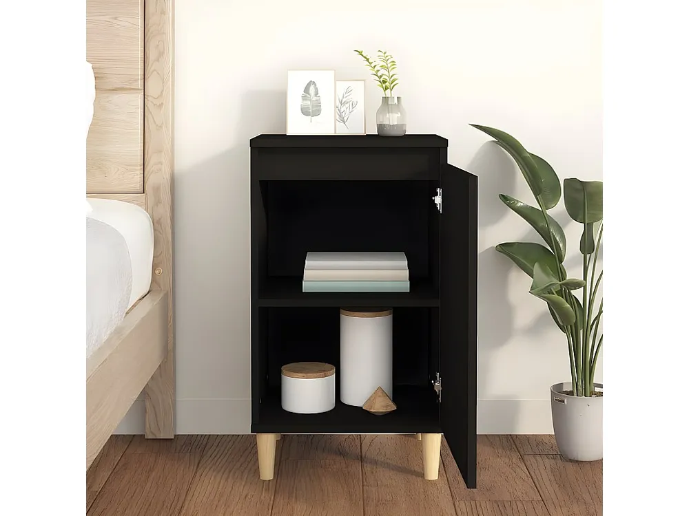 Mesa de cabeceira 40x35x70 cm derivados de madeira preto com Colchão Incluso