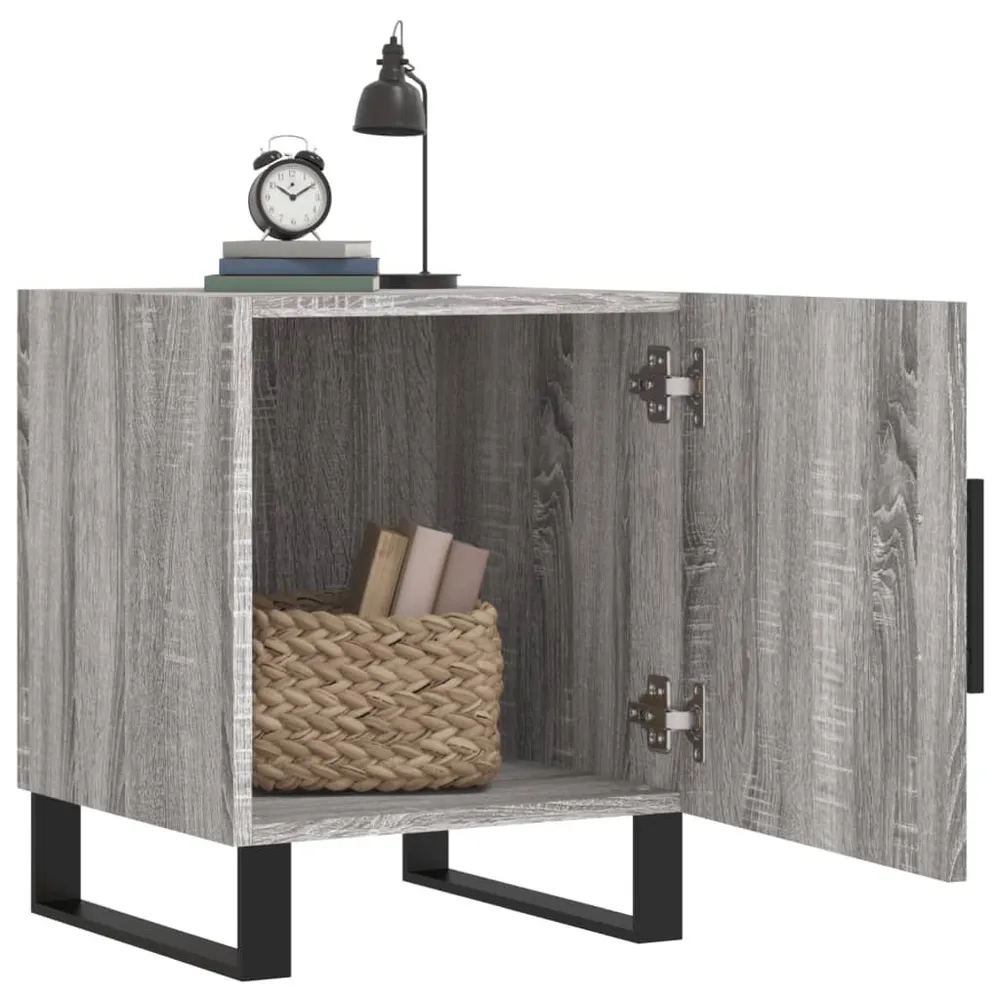 Mesa cabeceira 40x40x50 cm derivados de madeira cinzento sonoma com Cabideiro Incluso