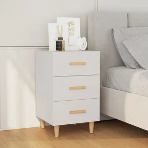 Mesa de cabeceira 40x40x66 cm derivados de madeira branco com Gavetas de Armazenamento