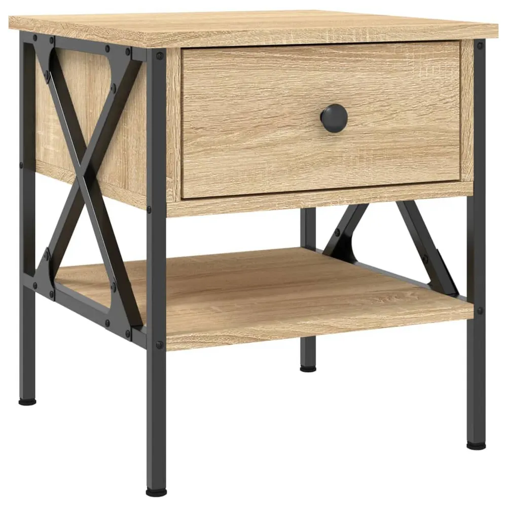 Mesa de cabeceira 40x42x45 cm derivados madeira carvalho sonoma com Cabideiro Incluso