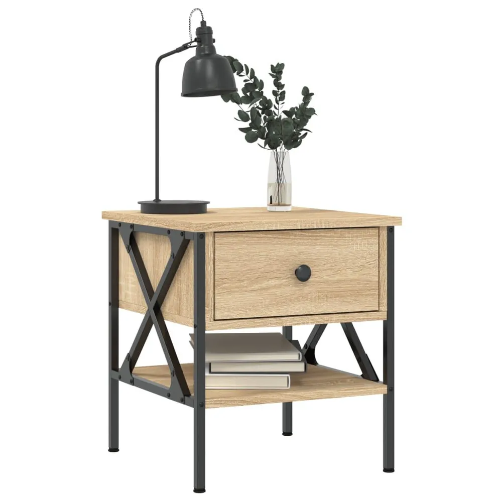 Mesa de cabeceira 40x42x45 cm derivados madeira carvalho sonoma com Cabideiro Incluso
